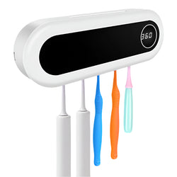 Wall mounted toothbrush holder with UV-sterilization