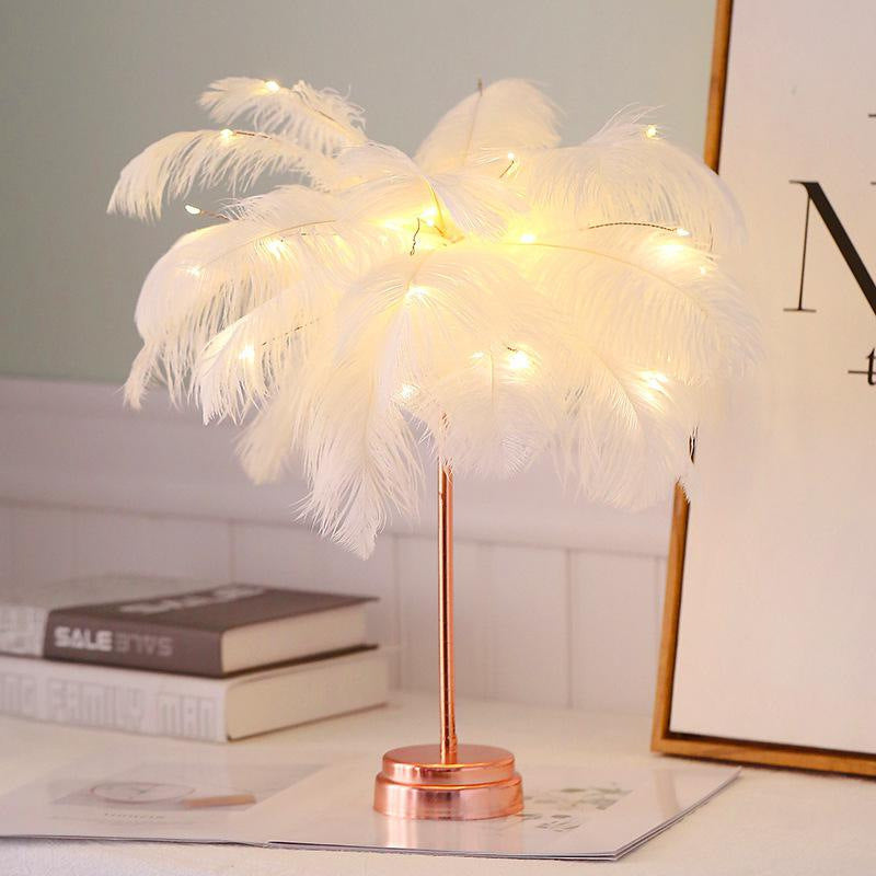 Elagant nightlight with feathers for pleasant illumination